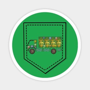 Green truck Chest pocket truck art motif design illustration Magnet